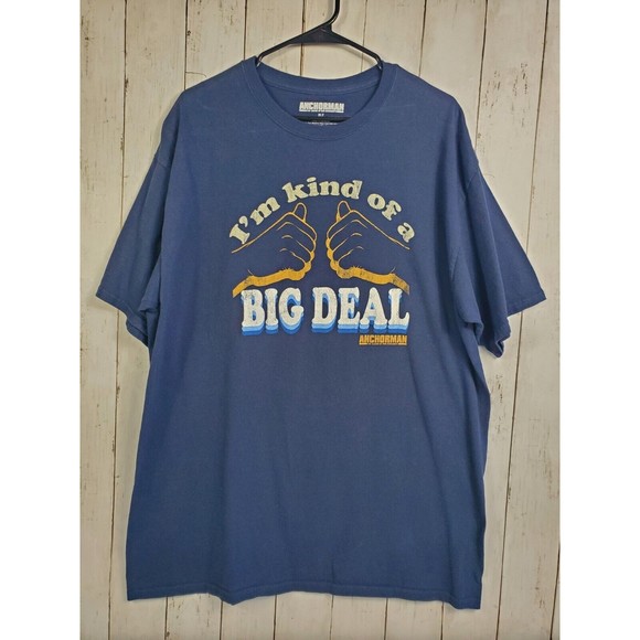 Anchorman I'm Kind Of A Big Deal Funny Blue Shirt Mens Sz XL Tall Navy Blue - Picture 1 of 6